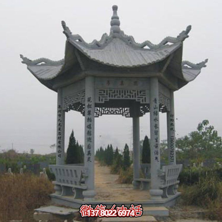 古建涼亭青石擺件，美化景區園林