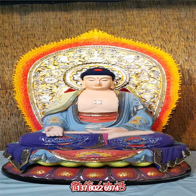 大型樹(shù)脂彩繪廟宇三寶神佛雕塑